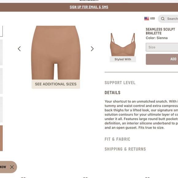 NIB  TAGGED S/M SKIMS SIENNA mid sculpting shorts,firm price - Picture 4 of 13